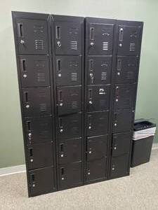 lot 3 image: 24 Bank Black Locket Cabinet w Keys