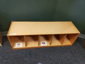 lot 60 image: Wooden 5 Compartment Classroom Storage Cabinet