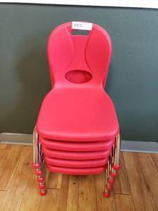 lot 72 image: Lot of 5 Learniture Red Classroom Chairs