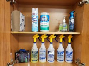 lot 80 image: Large Lot of Cleaning Supplies.  Includes Everything in the Cabinet.