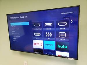 lot 97 image: Beautiful Westinghouse 55 4K Ultra HDR Roku Smart TV w Remote, Model WR55UT4212