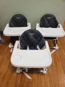 lot 147 image: Lot of 3 Monbebe Portable Folding Booster Chairs w Removeable Food Tray, Model BO100GZP