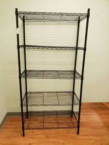 lot 160 image: Black 5-Shelf Adjustable Metal Shelf