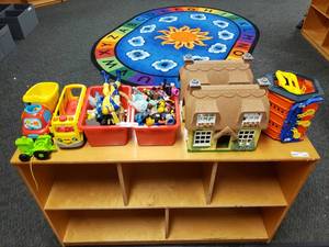 lot 209 image: Contents of Shelf.  Lot of Misc Figures & Play Toys.  Shelf Not Included.