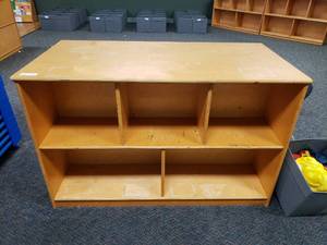 lot 225 image: Wooden Double-Sided 10 Compartment Classroom Storage Cabinet