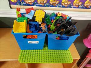 lot 236 image: 2 Bins FULL of Lego Duplo w Duplo Building Sheet