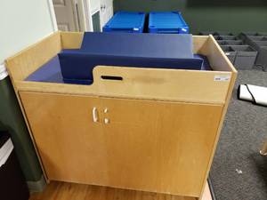 lot 247 image: Wooden Changing Table w Storage