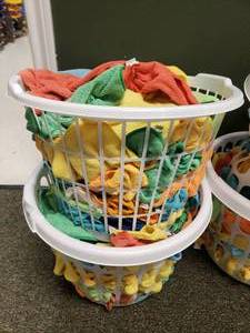 lot 274 image: 2 Laundry Baskets FULL of Soft Cleaning Rags
