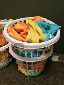 lot 275 image: 2 Laundry Baskets FULL of Soft Cleaning Rags