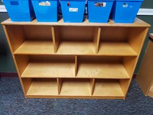 lot 287 image: Wooden 8 Compartment Classroom Storage Cabinet