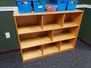 lot 290 image: Wooden 8 Compartment Classroom Storage Cabinet