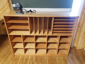 lot 326 image: Wooden 29 Compartment Classroom Organization Storage Cabinet