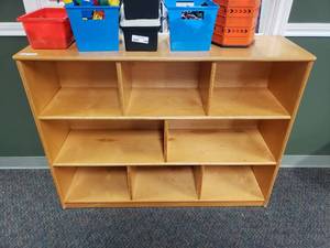 lot 339 image: Wooden 8 Compartment Classroom Storage Cabinet
