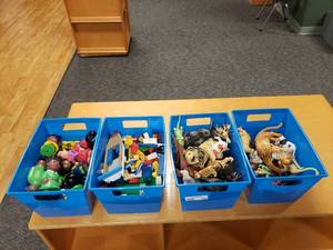 lot 343 image: 4 Bins of Toys.  Lego, Animals & More