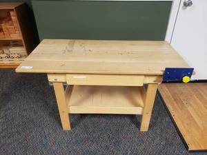 lot 350 image: Wooden Work Bench w Drawer