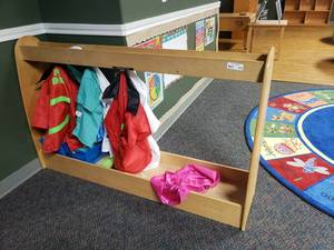 lot 356 image: Large Wooden ClothesDressup Closet w Dressup Clothes