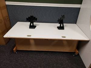 lot 365 image: Rolling Classroom Media Table.  Includes 2 Mounts for Tablets.