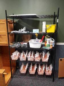 lot 366 image: Metal Shelf w Adjustable Shelving.  Contents Not Included.