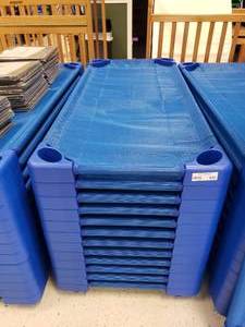 lot 432 image: Lot of 12 Sprogs Stackable Blue Daycare Cots