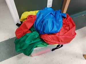 lot 439 image: Lot of 5 Playtime Parachutes.  Includes 6 (Qty 2), 12 (Qty 2) & 24 (Qty 1)
