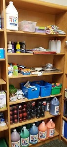 lot 497 image: Contents of Shelf.  Large Lot of Misc Craft Supplies.  Includes Everything Pictured on Shelf