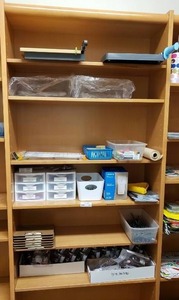 lot 500 image: Contents of Shelf.  Large Lot of Misc Office Supplies.  Includes Everything Pictured on Shelf