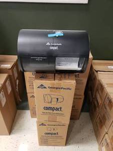 lot 407 image: Lot of 2 New Georgia-Pacific 56784 Compact Side-By-Side Tissue Dispensers