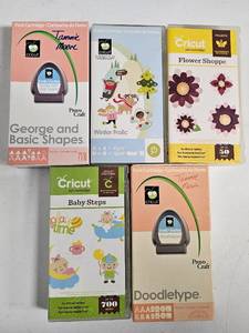 lot 20 image: LOT OF 5 CRICUT CARTRIDGES AS SHOWN.