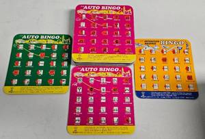 lot 27 image: LOT OF 12 TRAVEL  AUTO BINGO CARDS AS SHOWN.