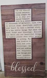 lot 61 image: WOOD BLESSED WALL PLAQUE AS SHOWN.