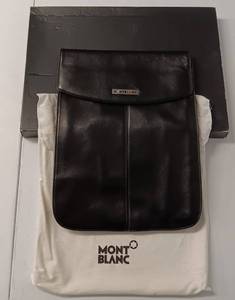 lot 86 image: MONT BLANC PLATINUM LEATHER SHIRT POUCH WITH BOX AS SHOWN.