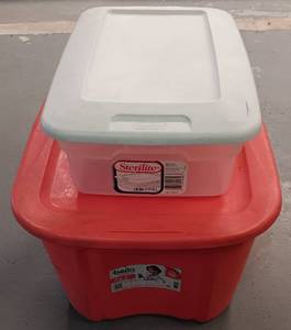lot 101 image: TWO PLASTIC STORAGE CONTAINERS AS SHOWN.