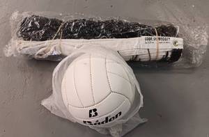 lot 106 image: VOLLEYBALL NET AND VOLLEYBALL AS SHOWN.