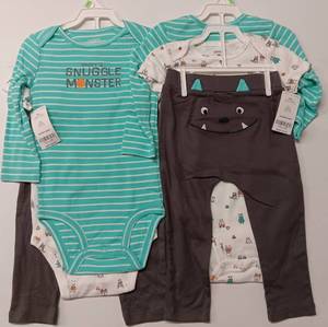 lot 120 image: (YOUR BID X 2) TWO BRAND NEW CARTERS 3-PIECE SETS WITH TAGS AS SHOWN.