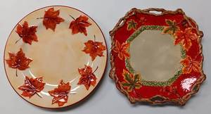 lot 127 image: TWO FALL  THANKSGIVING THEMED SERVING PLATES AS SHOWN.