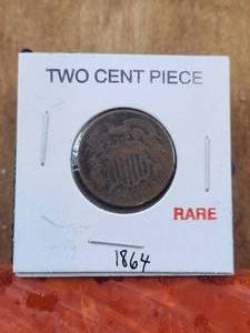 lot 4 image: 1864 two cent piece - Rare