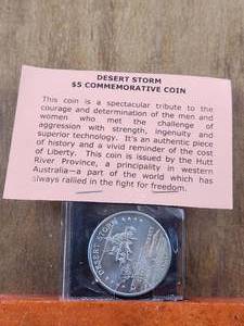 lot 24 image: 1991 Desert Storm $5 commemorative coin - issued by Hutt River Province in Australia