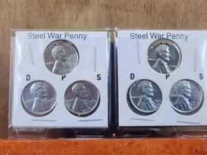 lot 44 image: 1943 Steel War Pennies - D, P, and S - 2 sets