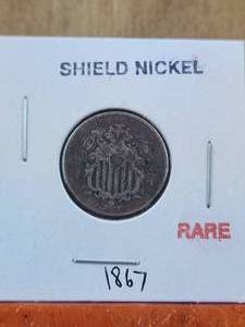 lot 129 image: 1867 Shield Nickel -rare