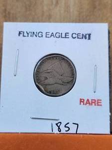 lot 149 image: 1857 Flying Eagle Cent - rare - possible error coin