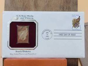 lot 194 image: 1982 First Day of issue - US state bird and flowers - South Dakota