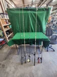 lot 227 image: Selection of fishing poles - few missing handles