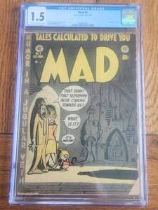 lot 41 image: Mad #1 CGC 1.5 Nice Looking Book EC Comics 1952 Rare 1st Satire Comic