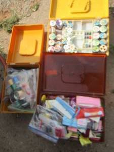 lot 29 image: large lot of sewing material- various threads -ribbon and buttons