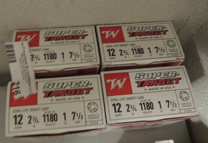 lot 216 image: Winchester super target 12 ga- 1 oz. - 7 12 shot qty 4 boxes