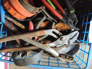 lot 260 image: tool lot- channel locks- wire cutters- oil wrench and more