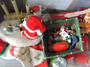 lot 274 image: Christmas decorations, snowman, Santa, plus