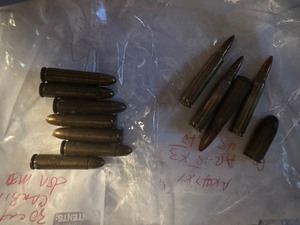 lot 301 image: AMMO - AK47x1, AR15x3, 45Auto