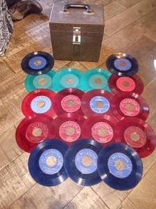 lot 7 image: Vintage Collectible Colored Vinyl 45 RPM Records Set