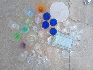 lot 31 image: Large Lot of Assorted Glassware and Trays, some of it is vintage, see details below
